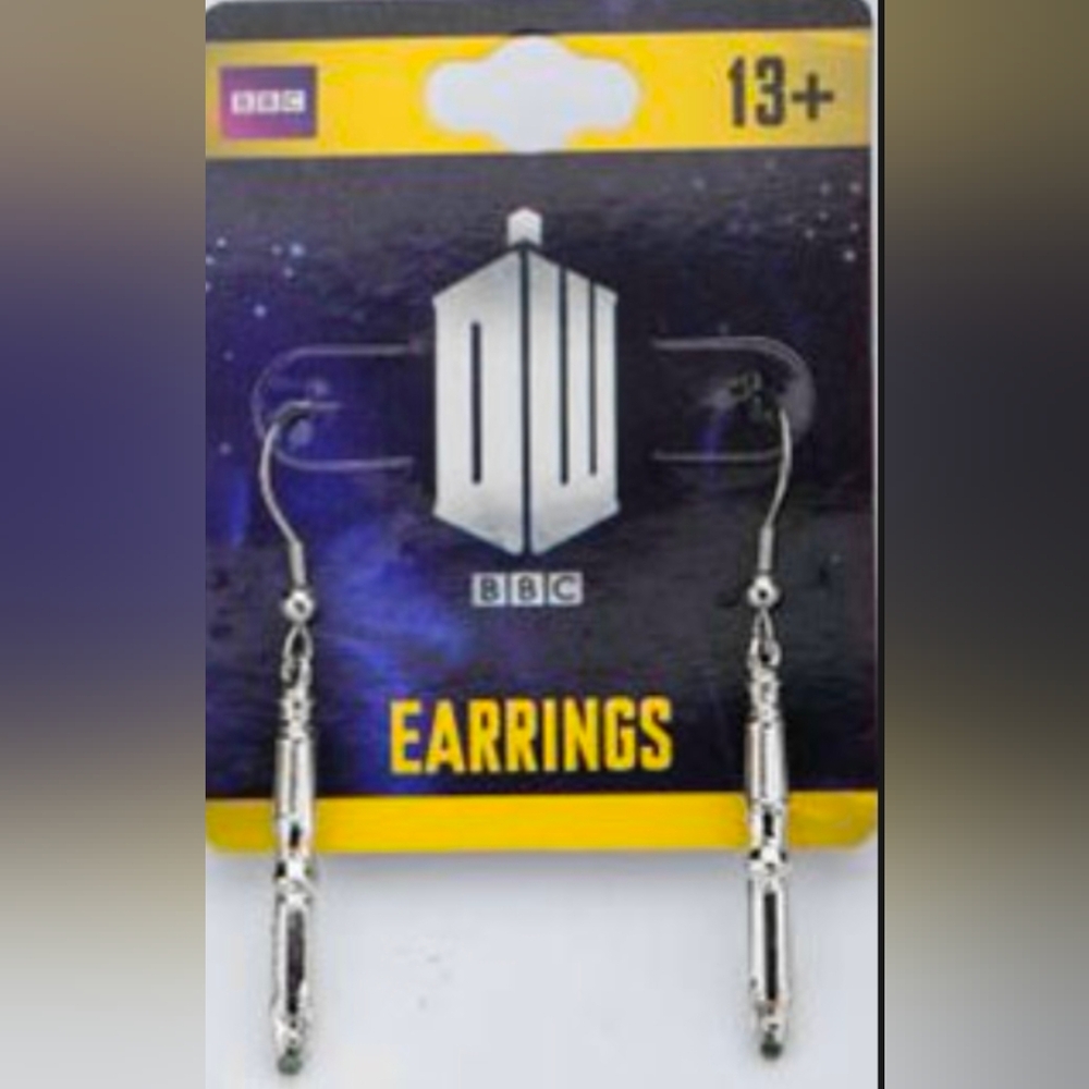 Dr Who Sonic Screwdriver Stainless Steel Dangle Earrings